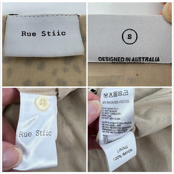 Rue Stiic Priscilla Mini Dress Bellagio Spotted Print Medium Cream Black Animal - Picture 7 of 10